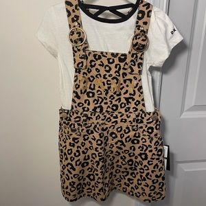 Girls DKNY Leopard Overall Dress size 4t